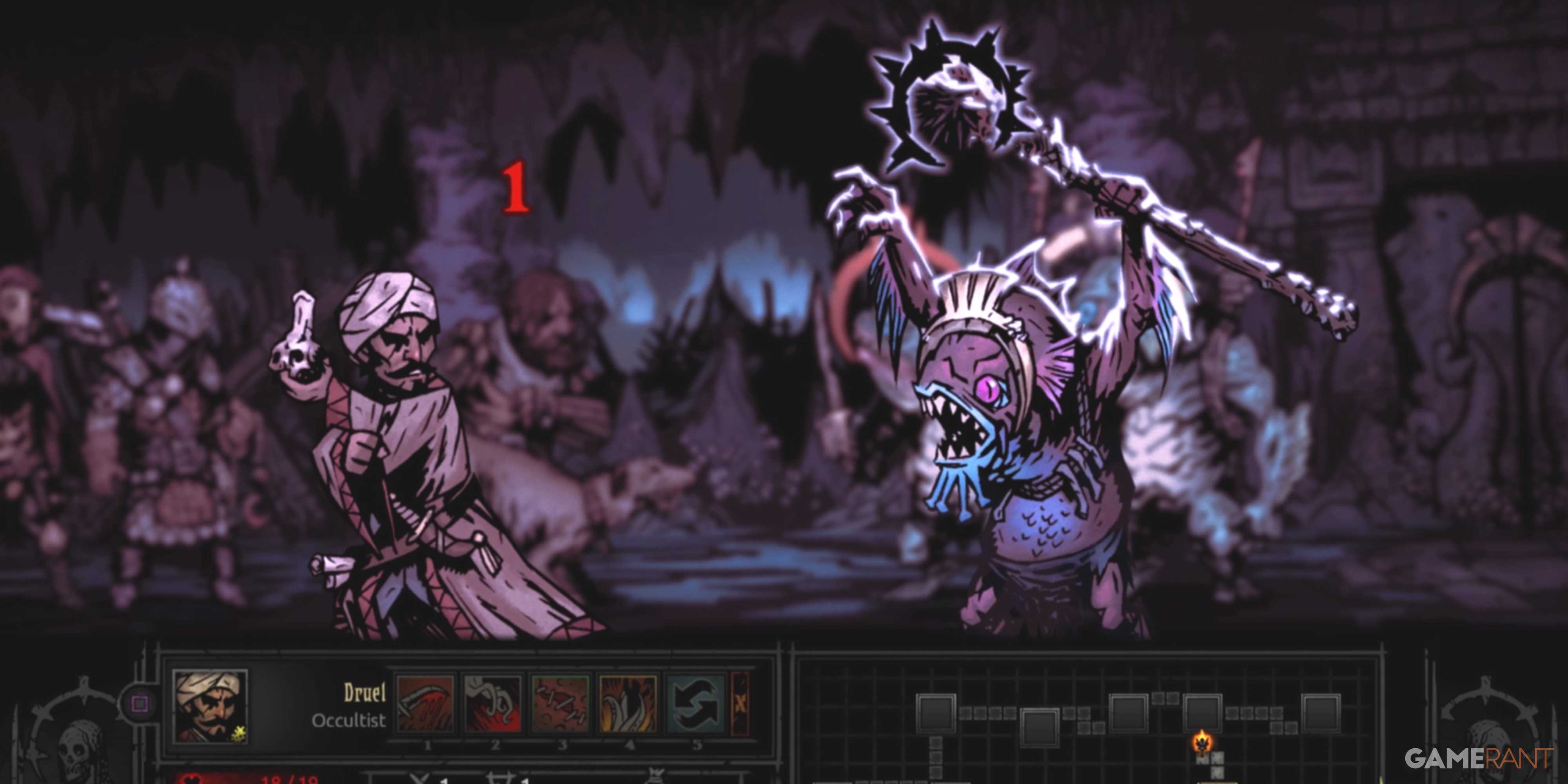 Darkest Dungeon - Player battles with a fish monster