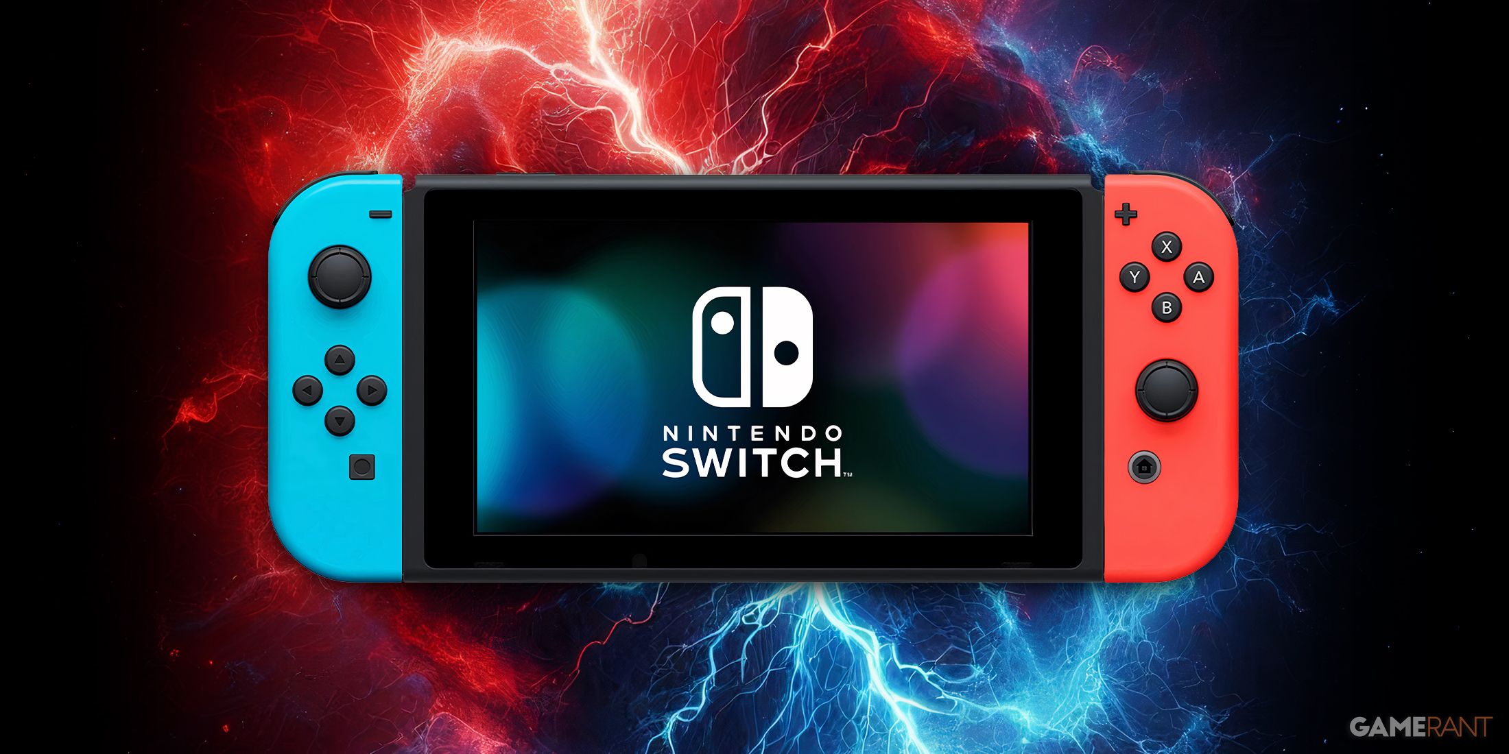 Nintendo Switch over red and blue lightning