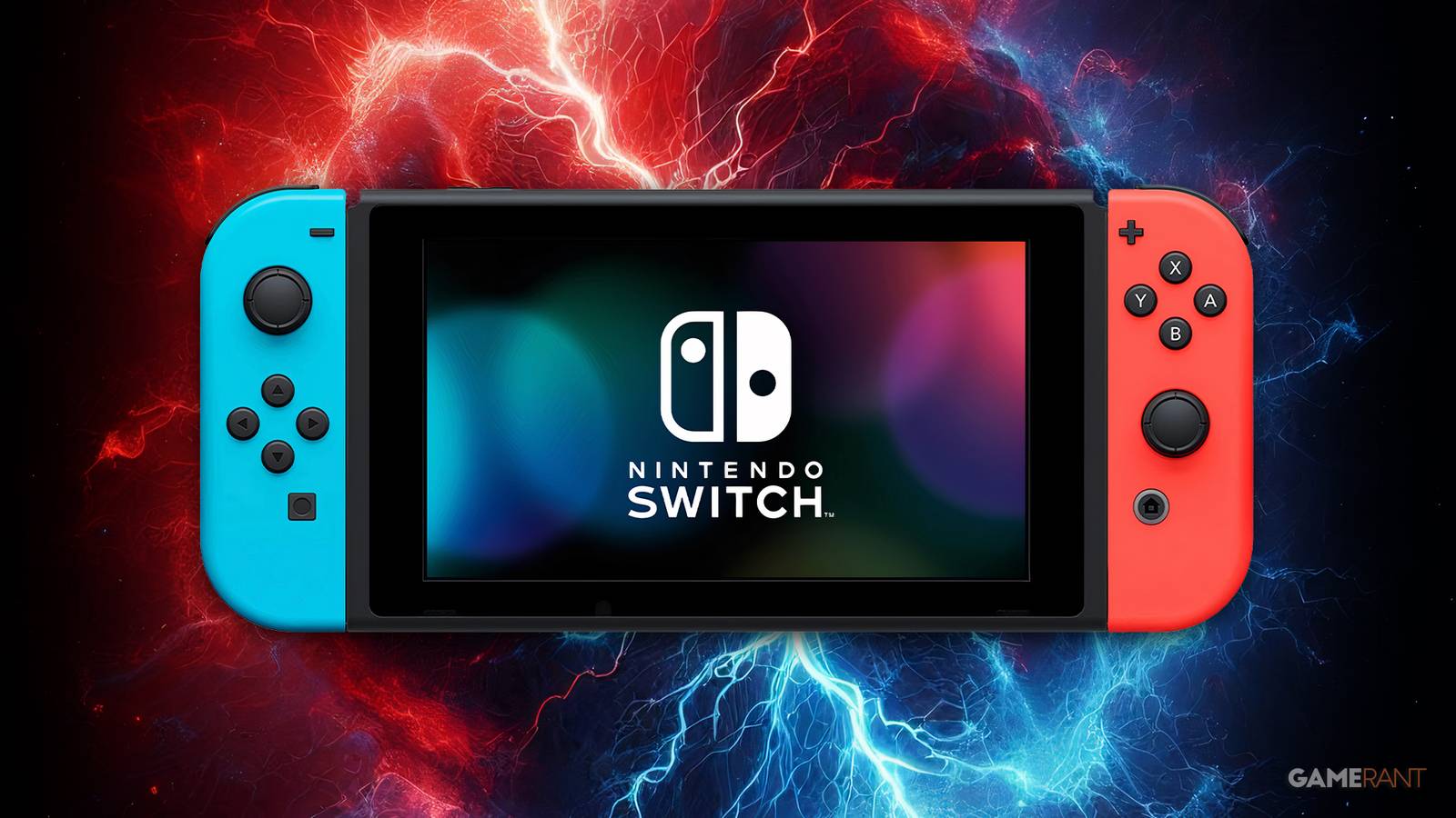 Nintendo Switch over red and blue lightning