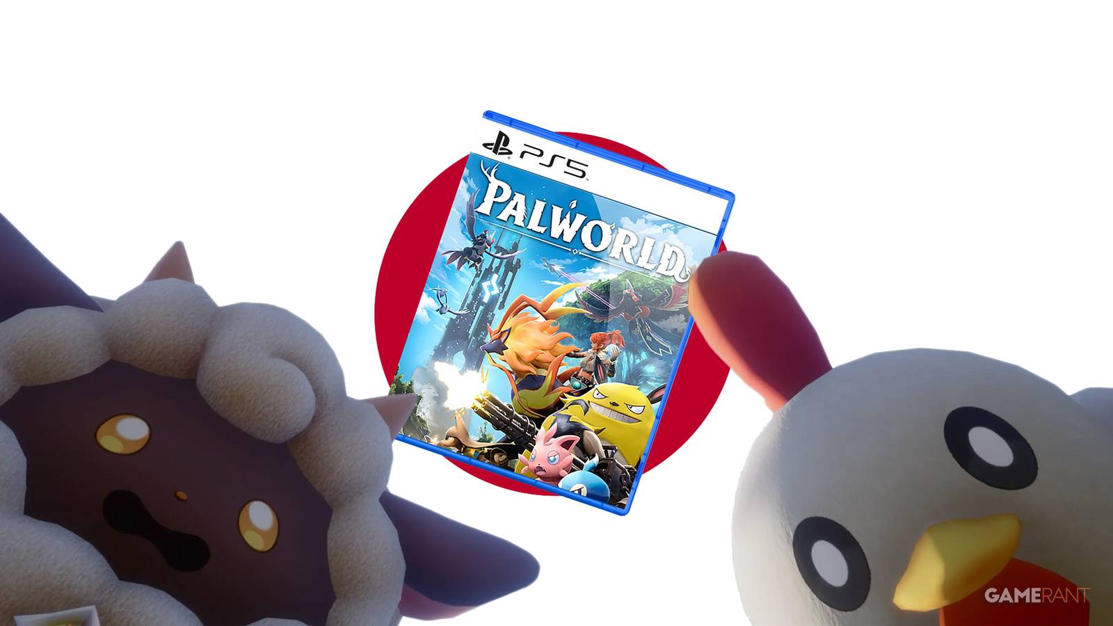 The PS5 version of Palworld in front of the Japanese flag