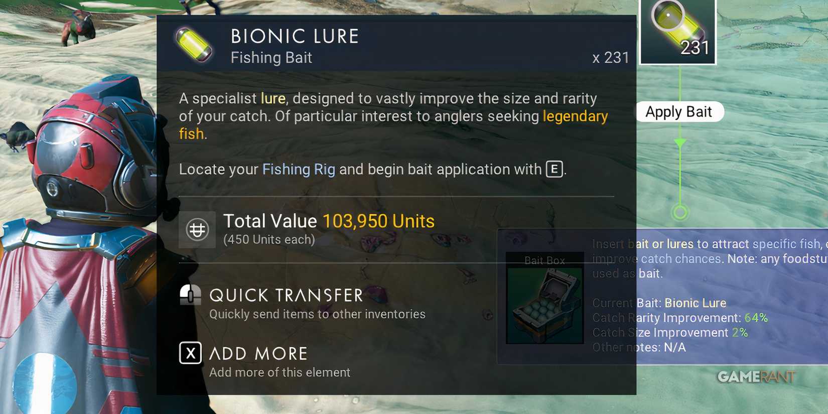 Select The Correct Bait In No Man's Sky