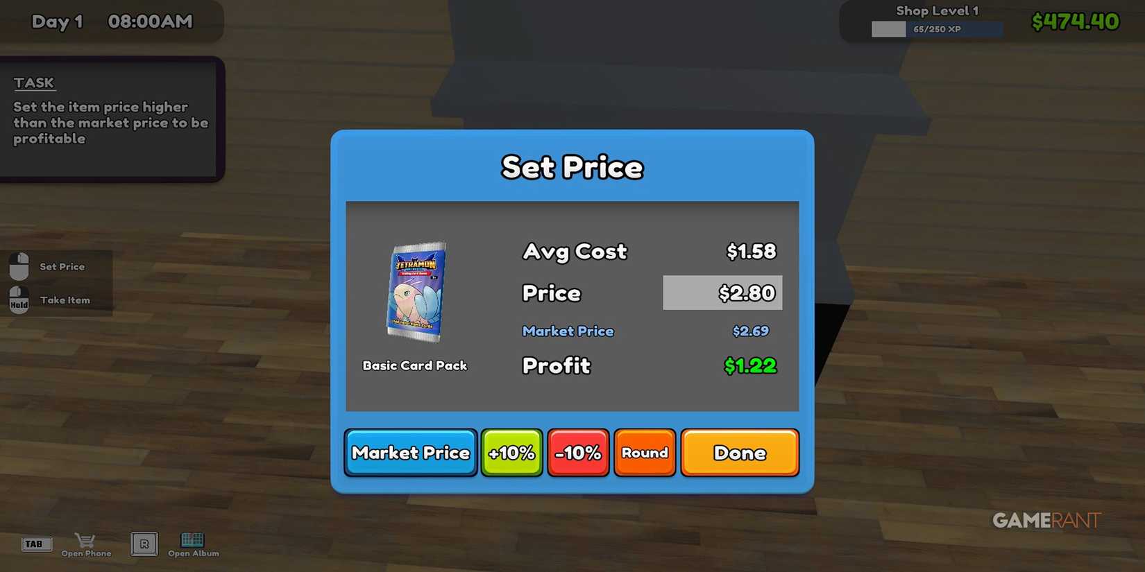 Setting A Price In TCG Card Simulator