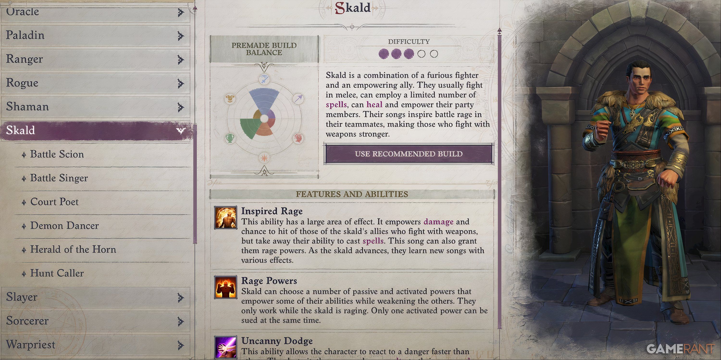 skald creation screen pathfinder wrath of the righteous