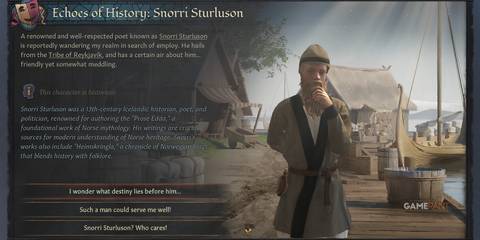 Snorri Sturluson, Icelandic historian, in Echoes of History in Crusader Kings 3