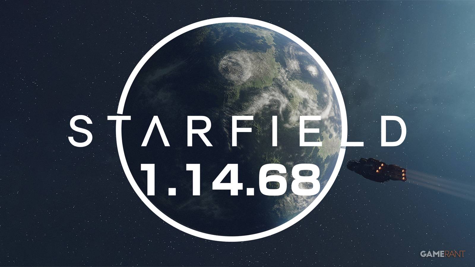 Starfield update 1.14.68 tagline logo around planet 2x1 composite