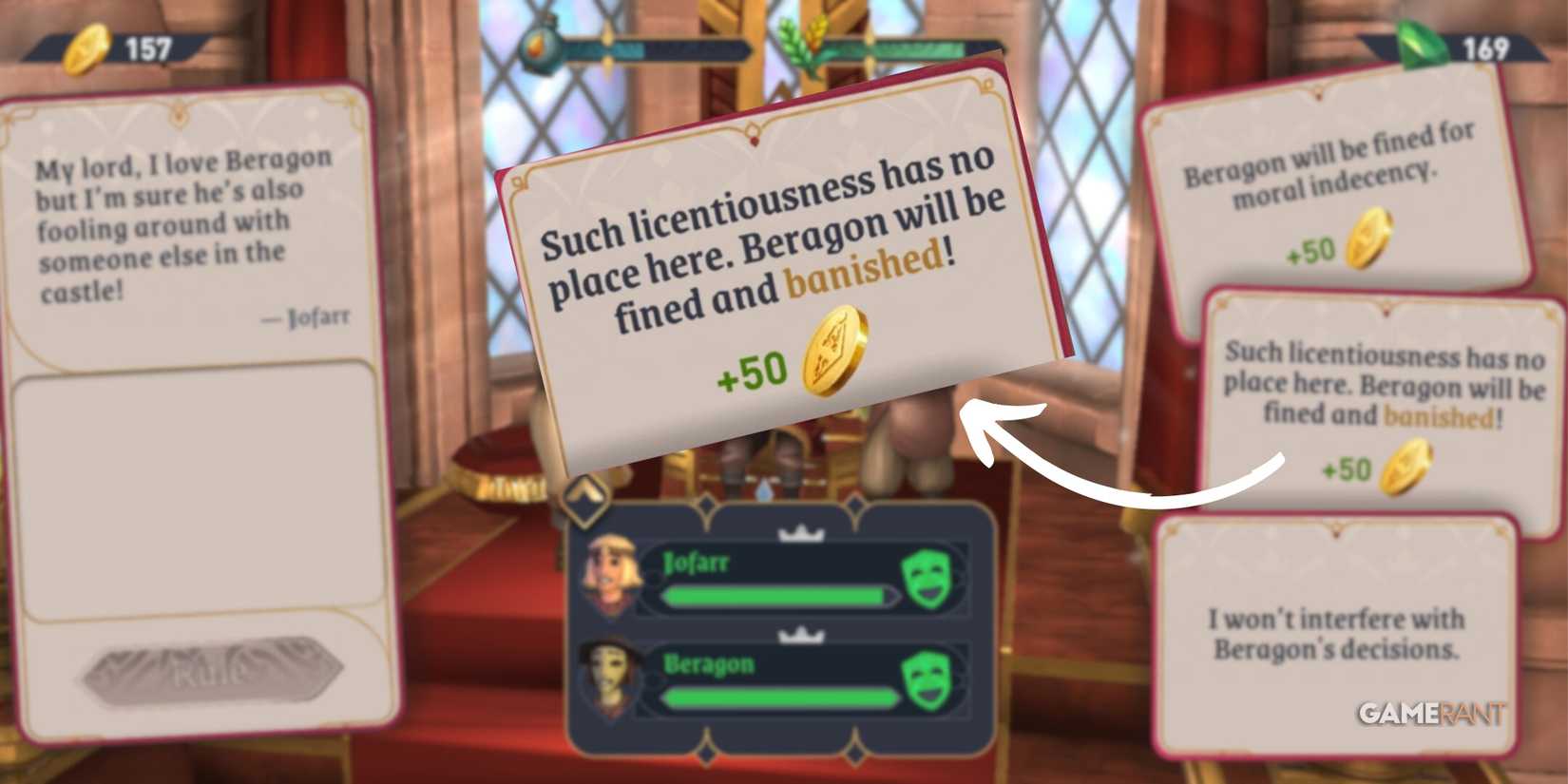 banishment decision in the elder scrolls castles.