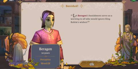 the banishment for cheating in the elder scrolls castles.