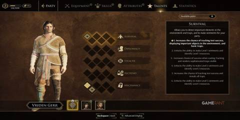 The Talent Menu In GreedFall 2
