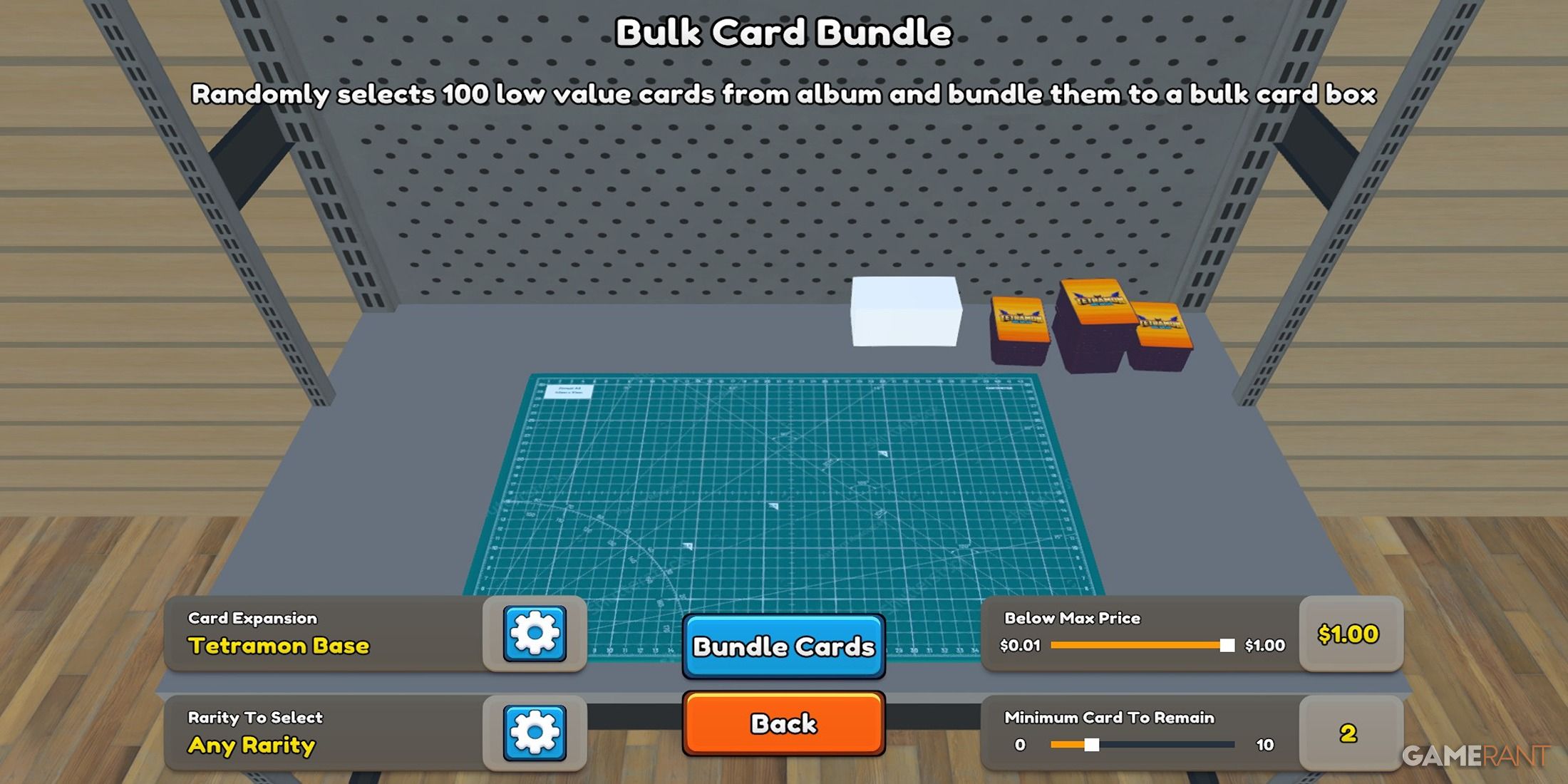 Workbench in TCG card simulator