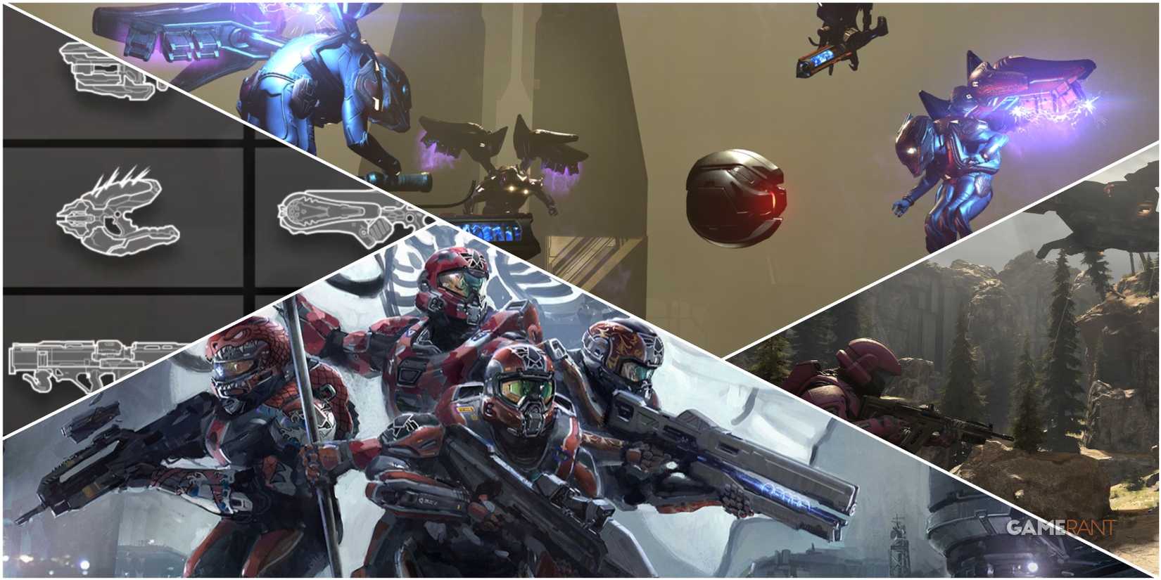 A Collage Of Key Art & Stills From Halo 5 Guardians & Halo Infinite