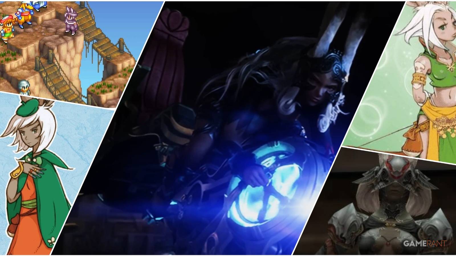 A Collage Showing Game Stills & Key Art Of Various Viara From The Final Fantasy Series