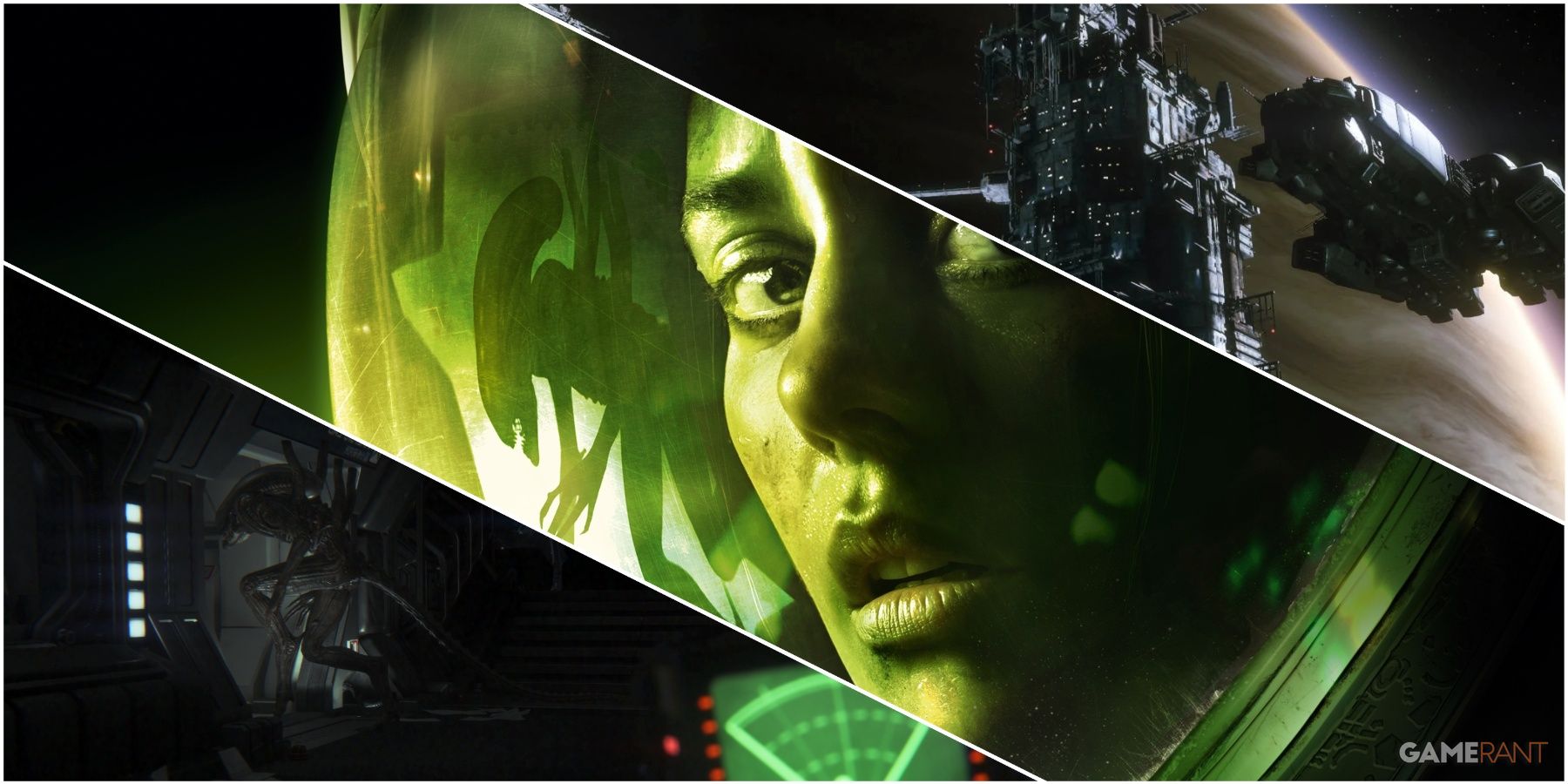 A Collage Showing Key Art & Key Frames From Alien Isolation