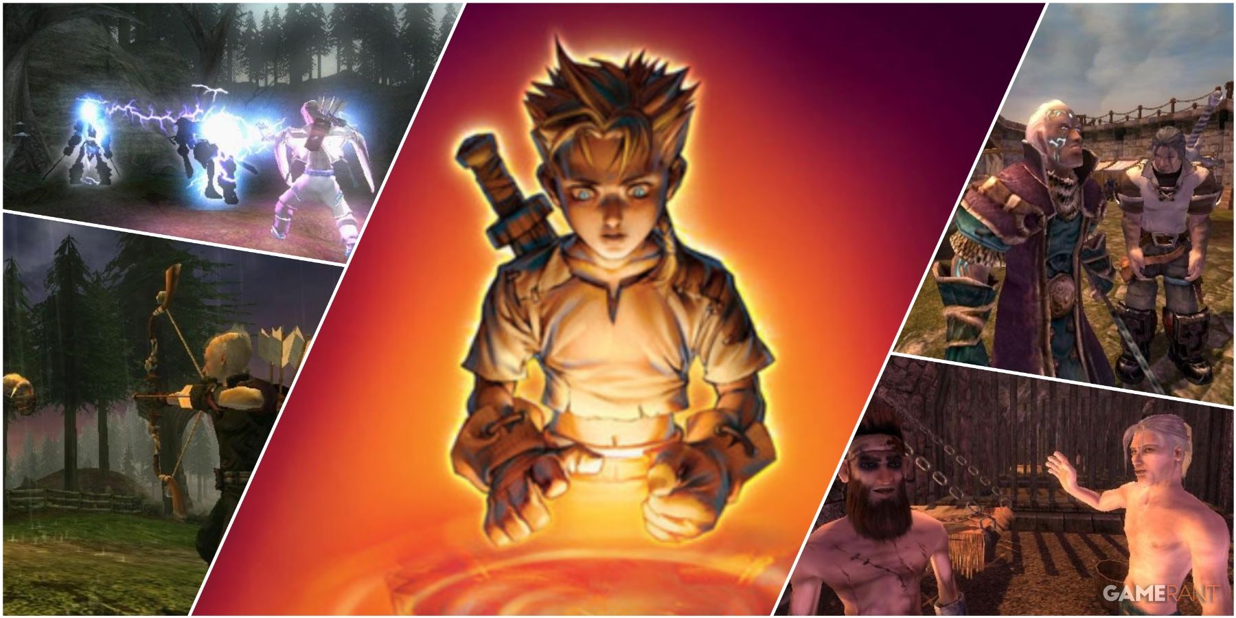 A Collage Showing Key Art & Key Frames From Fable