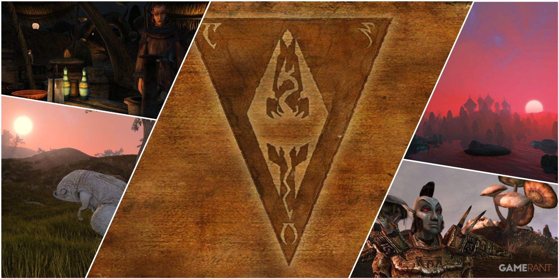 A Collage Showing Key Art & Key Frames From The Elder Scrolls III Morrowind