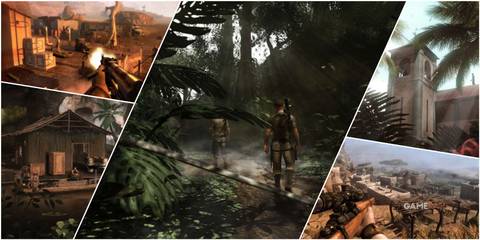 A Collage Showing Key Frames Of Enemies From Far Cry 2