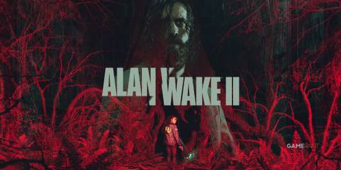 Alan Wake 2 key art with distorted logo