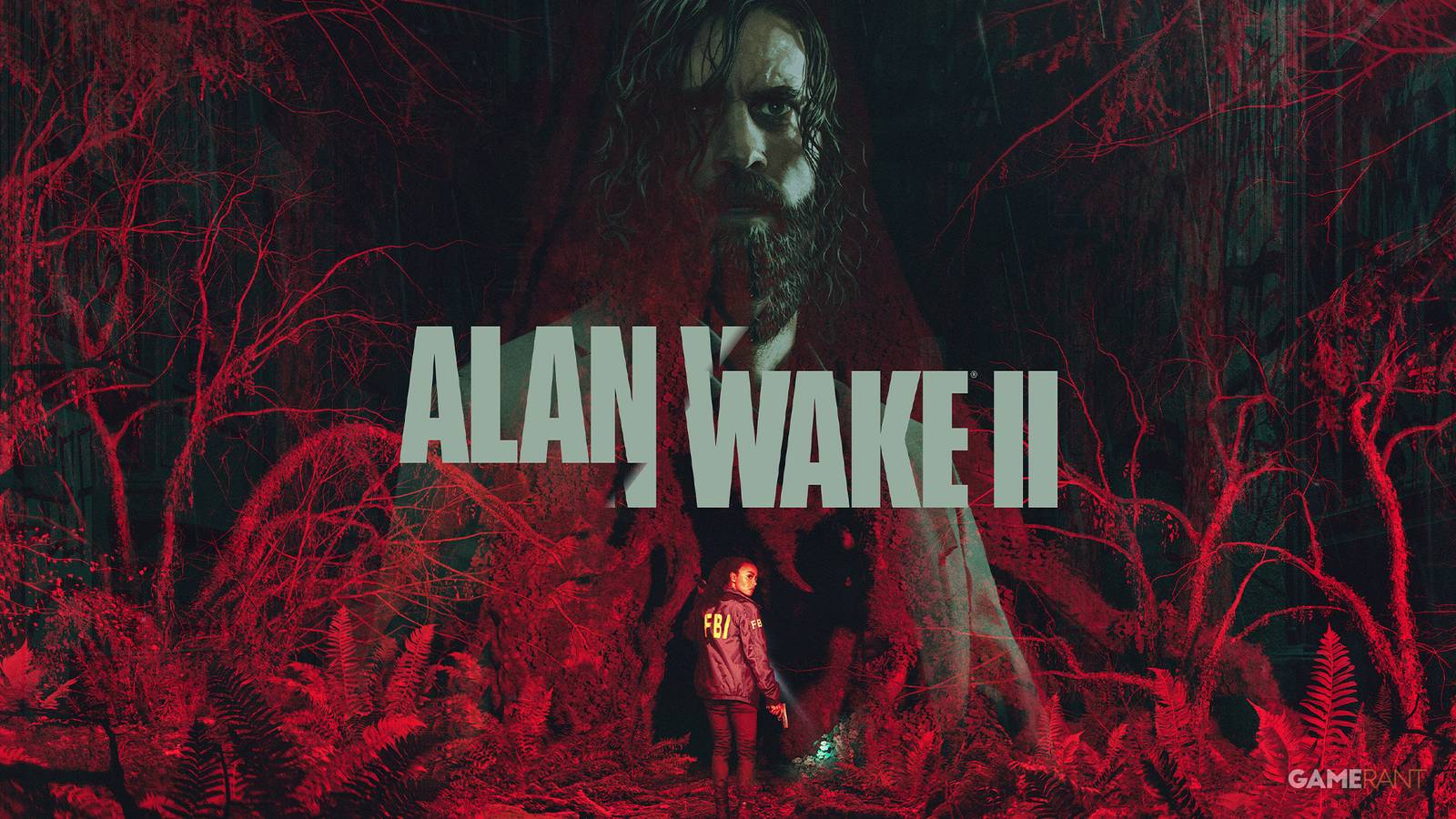 Alan Wake 2 key art with distorted logo