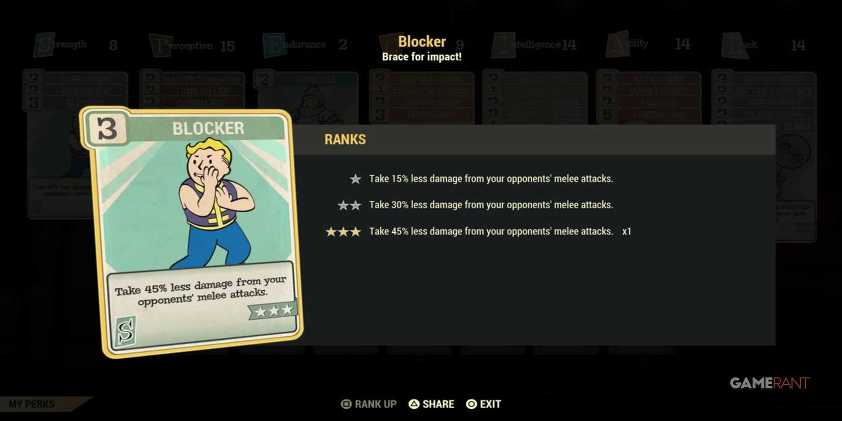 Blocker Perk In Fallout 76