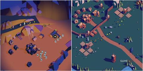 Featured image for Thronefall showcasing two levels and acquiring gold after beating a level.