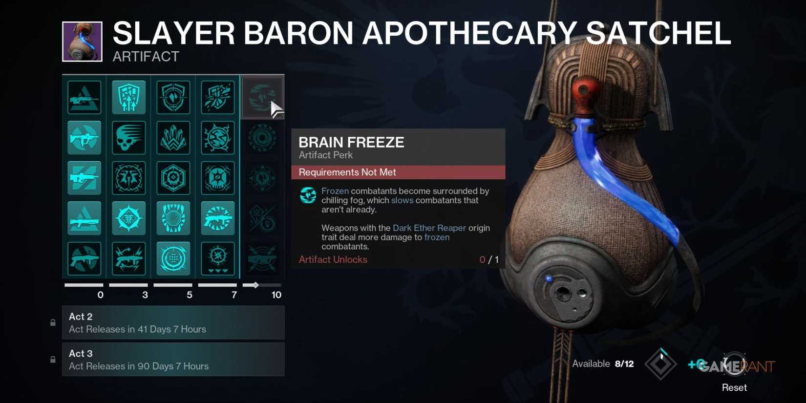 Destiny 2 Revenant Brain Freeze Artifact Perk