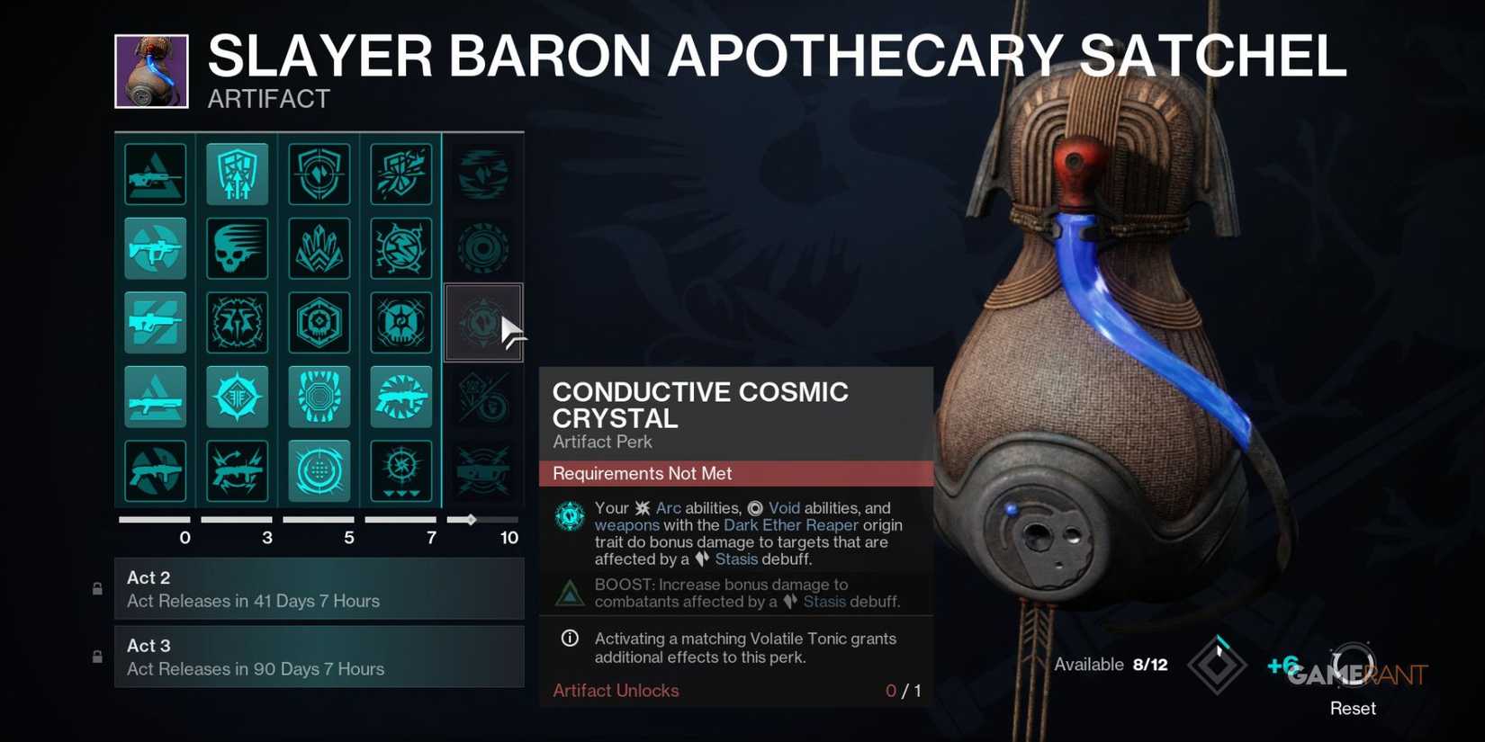 Destiny 2 Revenant Conductive Cosmic Crystal Artifact Perk