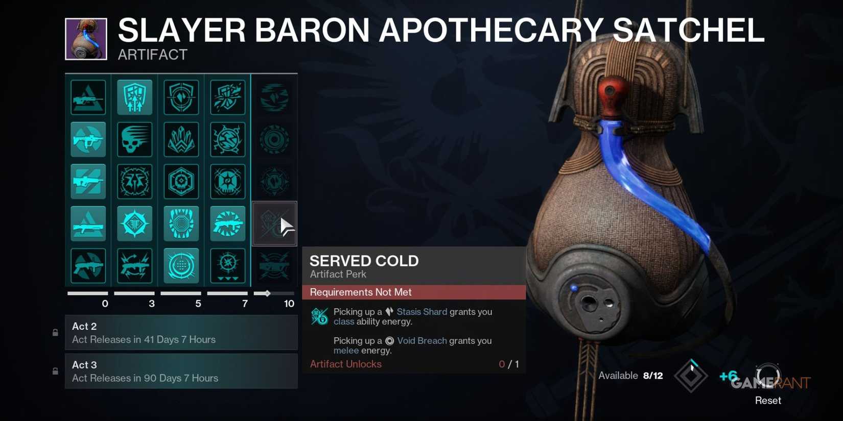 Destiny 2 Revenant Served Cold Artifact Perk