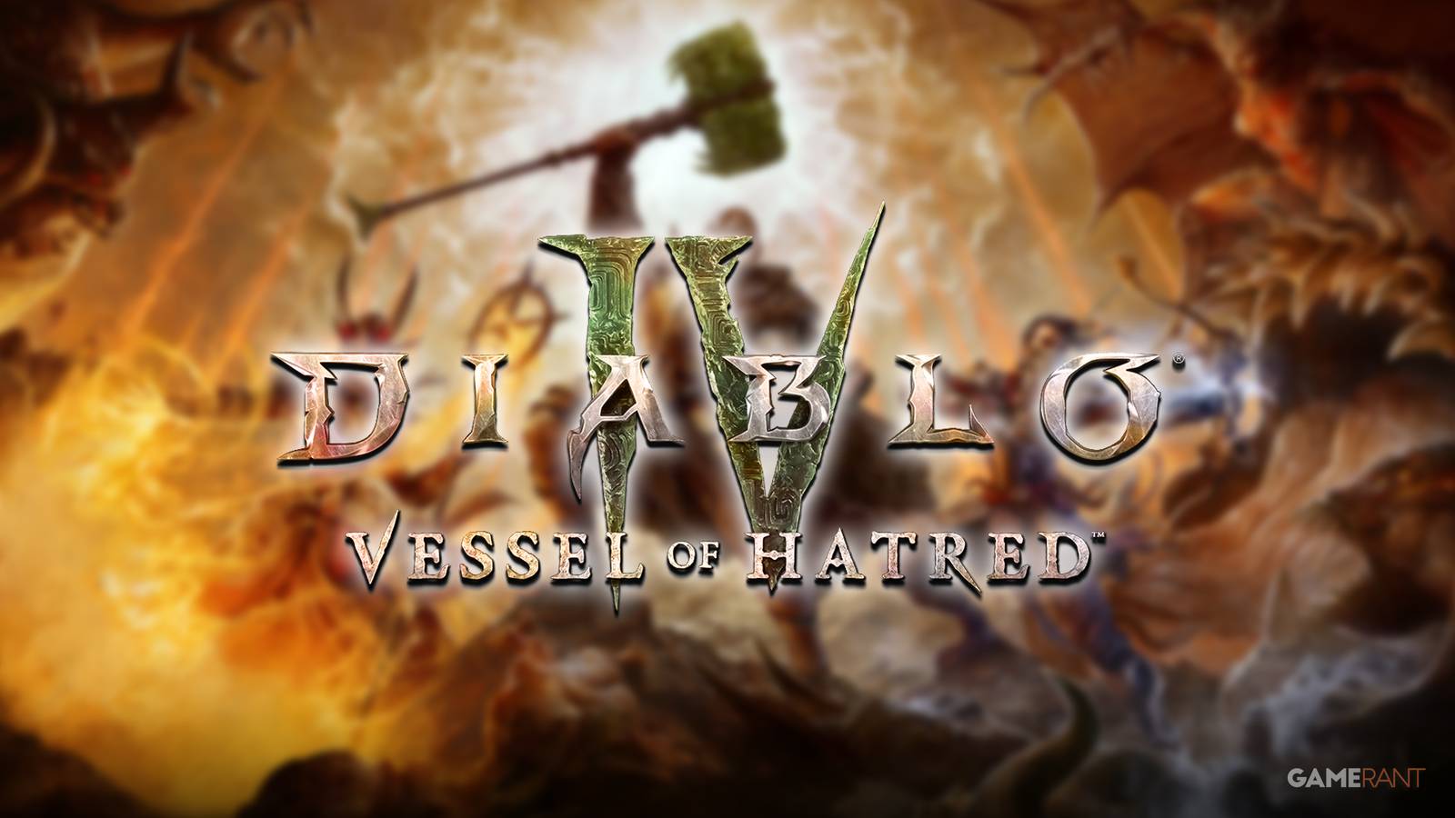Diablo 4 loot reborn key art with desaturated Vessel of Hatred logo
