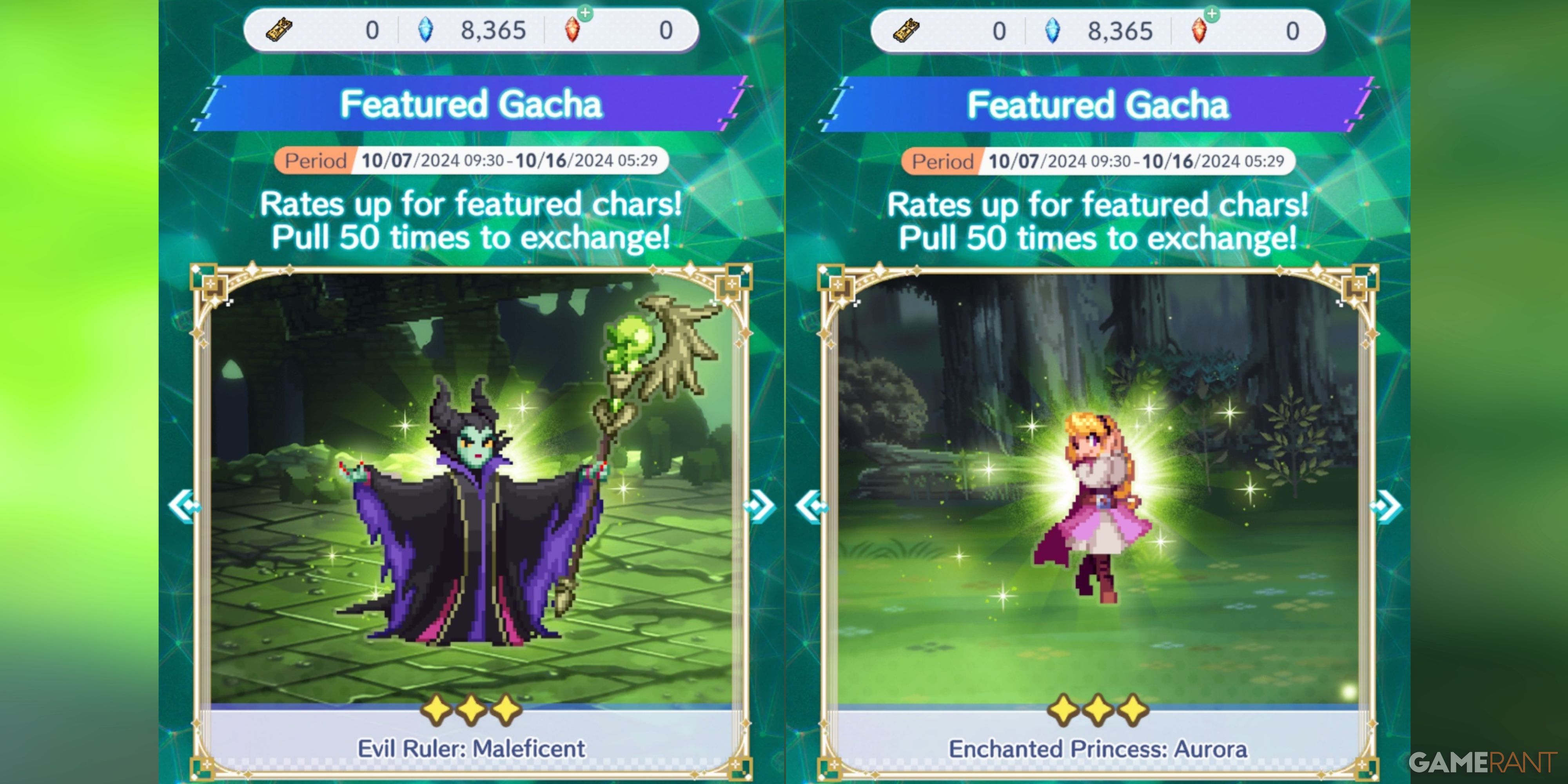 the featured banners in disney pixel rpg.