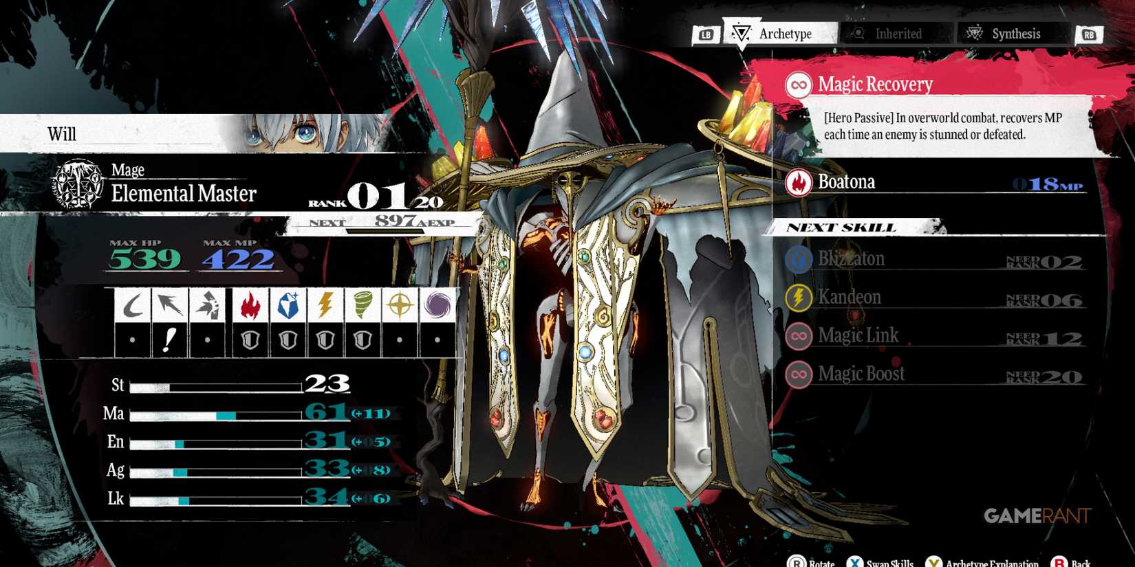 Elemental Master, one of the best archetypes for protagonist in Metaphor ReFantazio