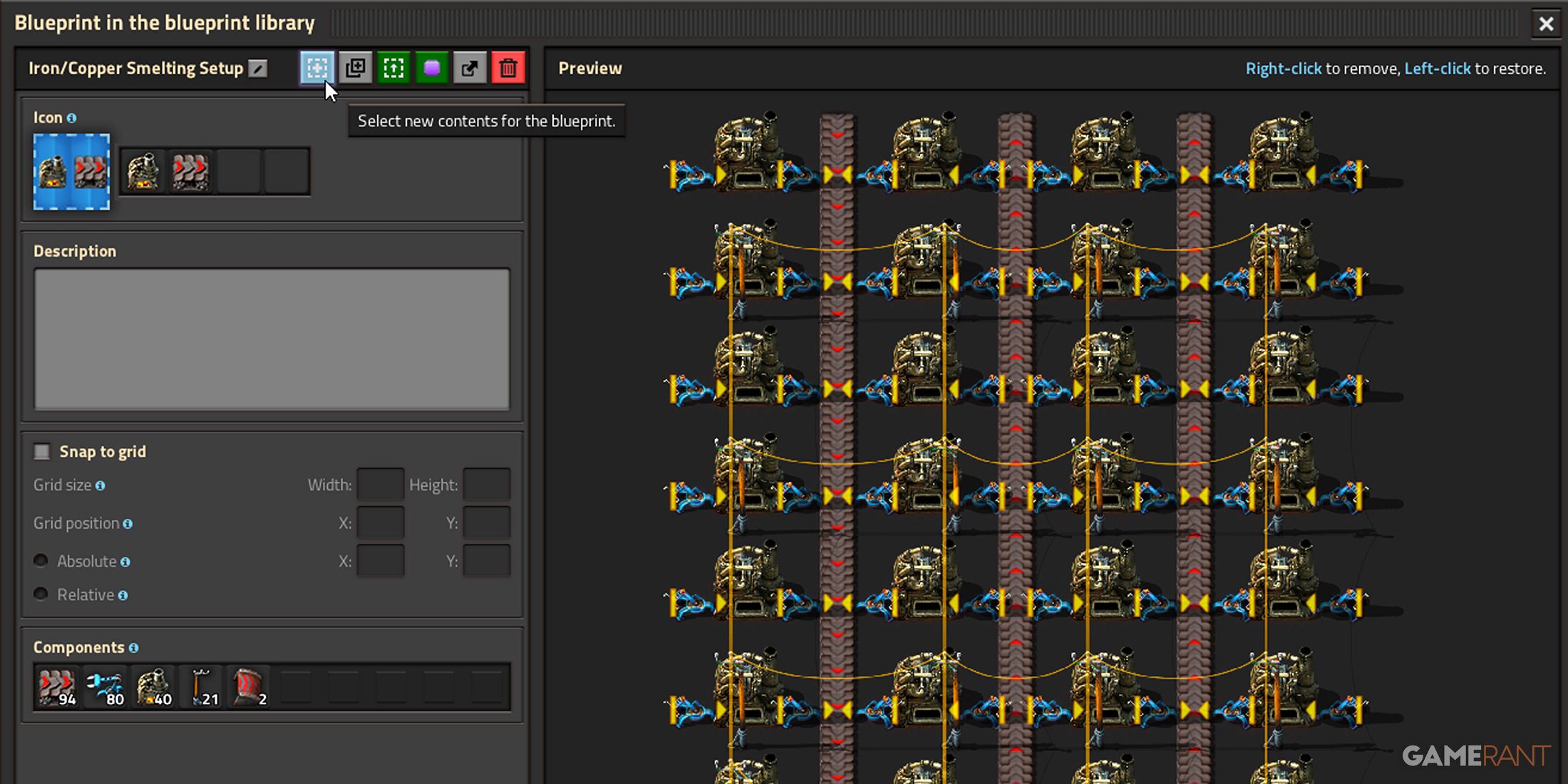 Editing a bluepring in Factorio