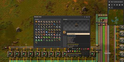 Factorio - Burner Mining Drill In Wooden Chest
