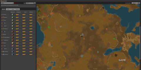 Map generated in Factorio with resource scarcity