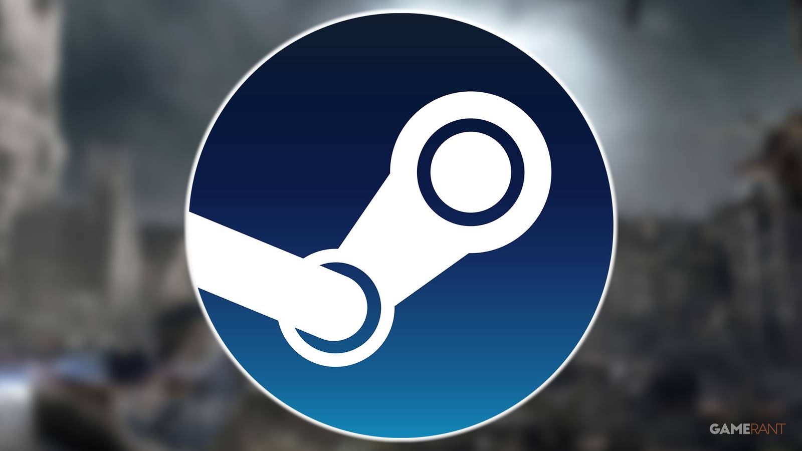 glowing Steam logo over blurred Metro Last Right Redux environment promo screenshot 2x1 composite