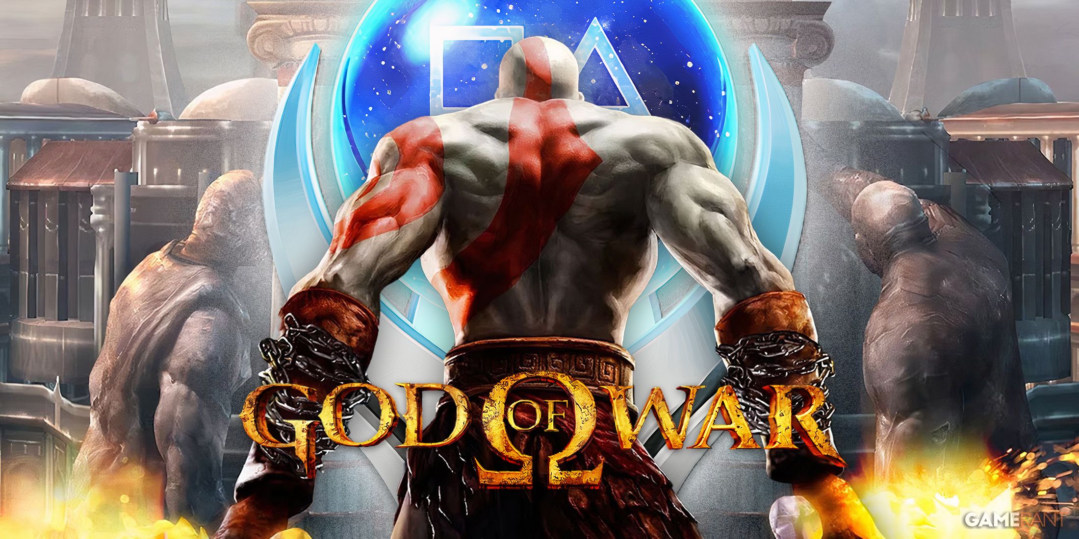 God of War Kratos facing PlayStation Platinum trophy