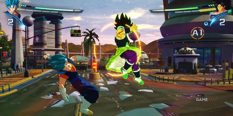 Goku Super Saiyan Blue faces Broly in an intense battle in Dragon Ball Sparking! Zero