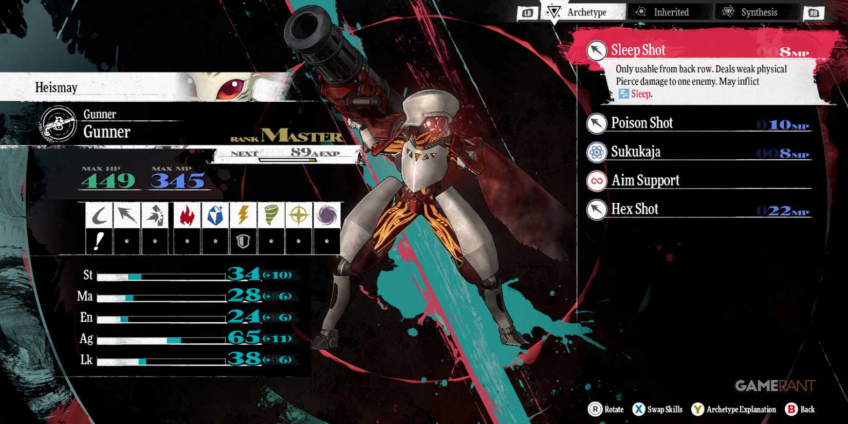 Gunner, one of the best archetypes for Heismay in Metaphor ReFantazio