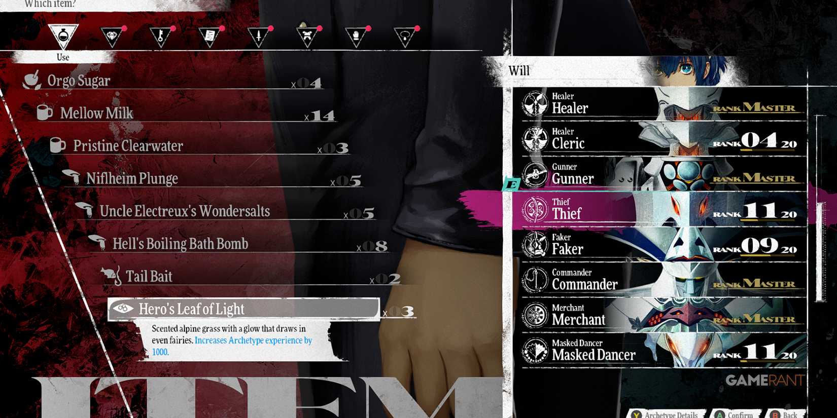 Hero’s Leaf of Light item boosts Archetype experience in Metaphor ReFantazio