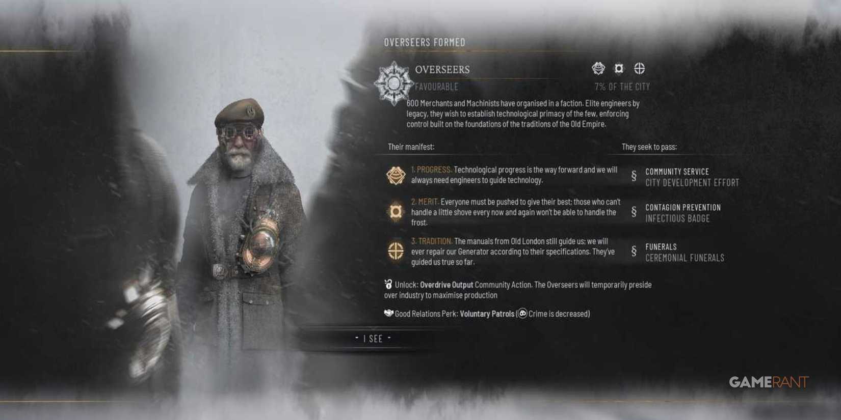 Overseers faction beliefs