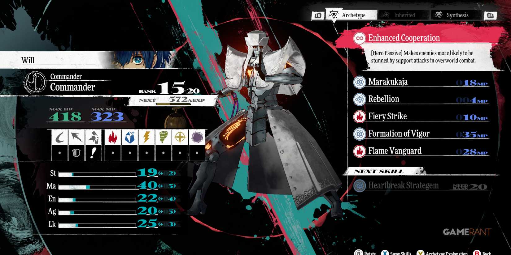 Increases enemy stun chance from support attacks in overworld combat in Metaphor ReFantazio