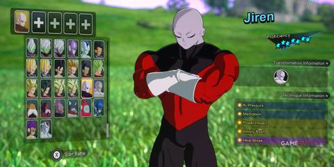 Jiren stands ready with crossed arms, awaiting his opponent in Dragon Ball Sparking! Zero