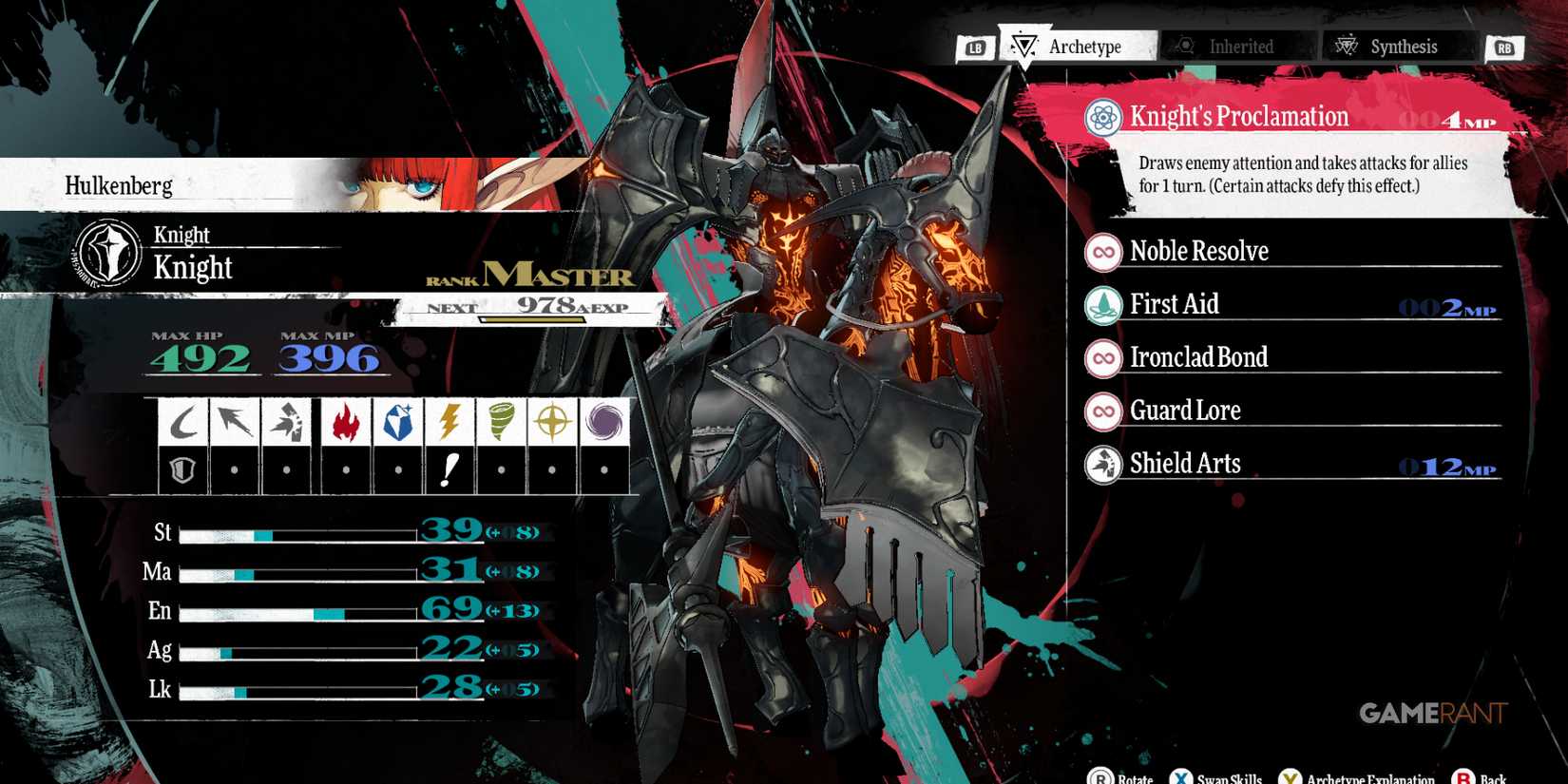 Knight - one of the best archetypes for Hulkenberg in Metaphor ReFantazio