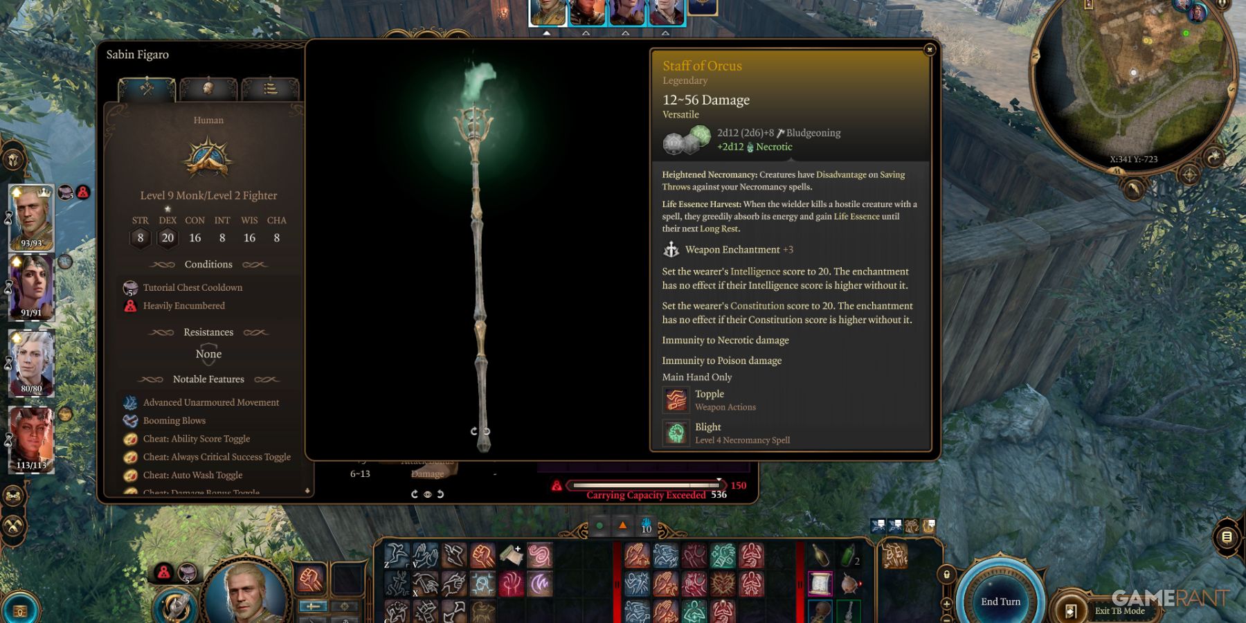 Legendary necromantic staff of Orcus, wielding dark magic and boosting constitution in Baldur's Gate 3