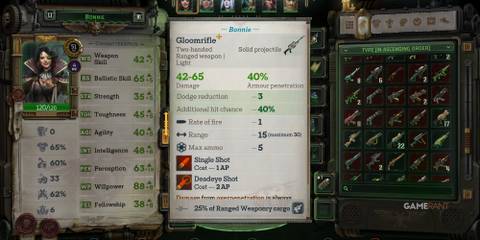 Warhammer 40K: Rogue Trader - 10 Best Two-Handed Ranged Weapons Stats for Gloomrifle
