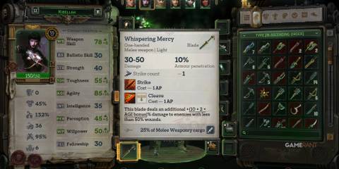 10 Best One-Handed Melee Weapons In Warhammer 40K: Rogue Trader Stats for the DLC weapon Whispering Mercy