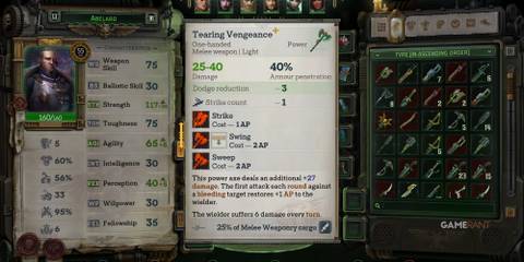 10 Best One-Handed Melee Weapons In Warhammer 40K: Rogue Trader Stats for the ze Tearing Vengeance