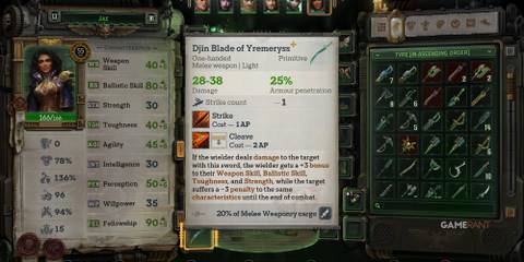 10 Best One-Handed Melee Weapons In Warhammer 40K: Rogue Trader Stats for the weapon wielded by Yremeryss