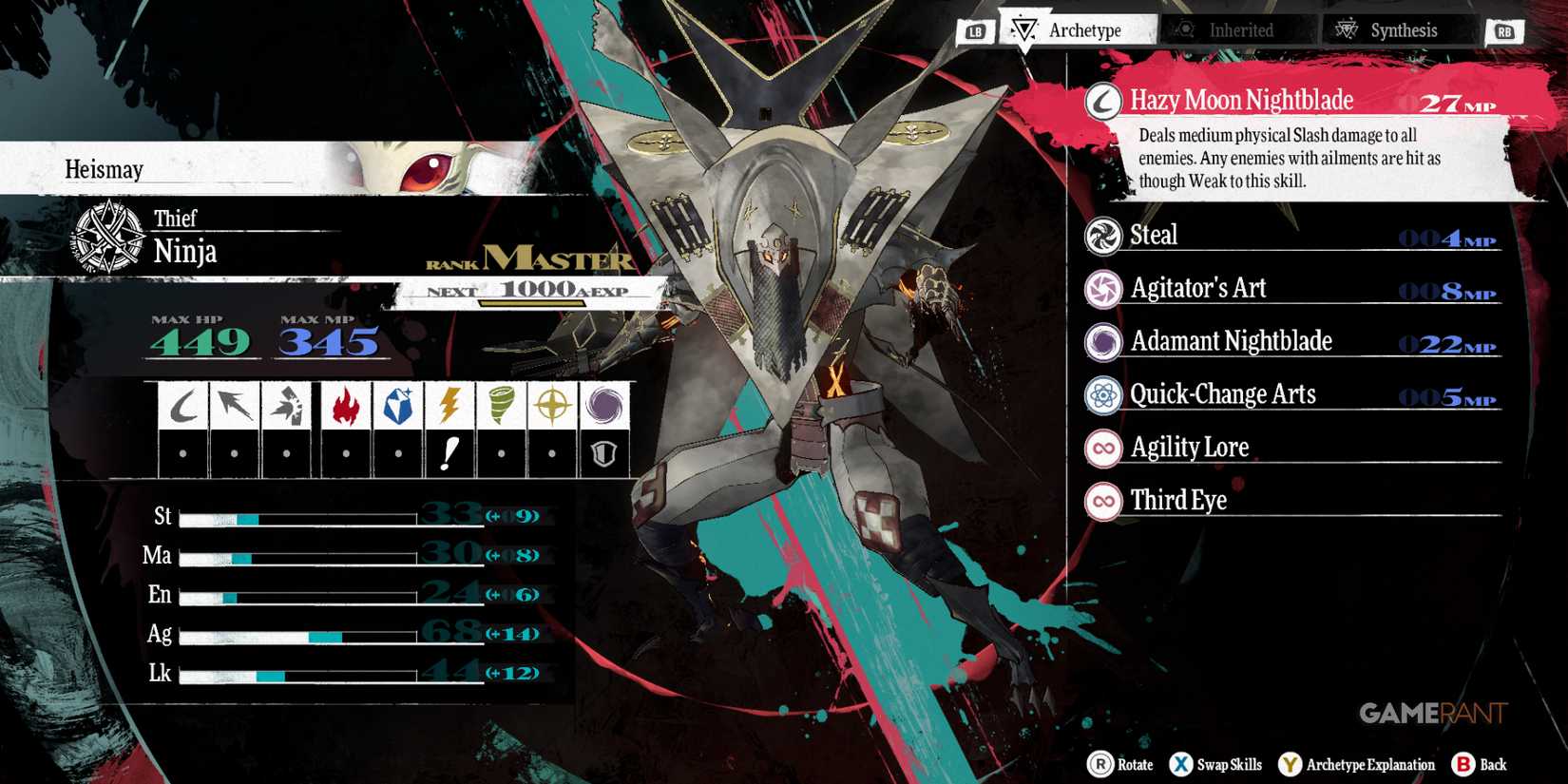 Ninja, one of the best archetypes for Heismay in Metaphor ReFantazio