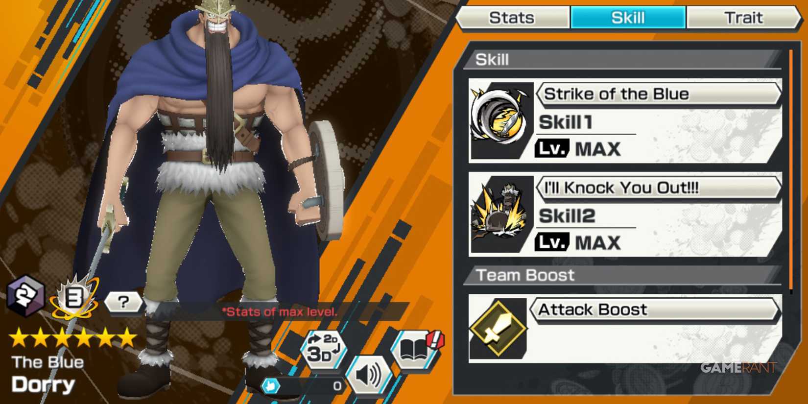 One Piece Bounty Rush Dorry Blue Skills