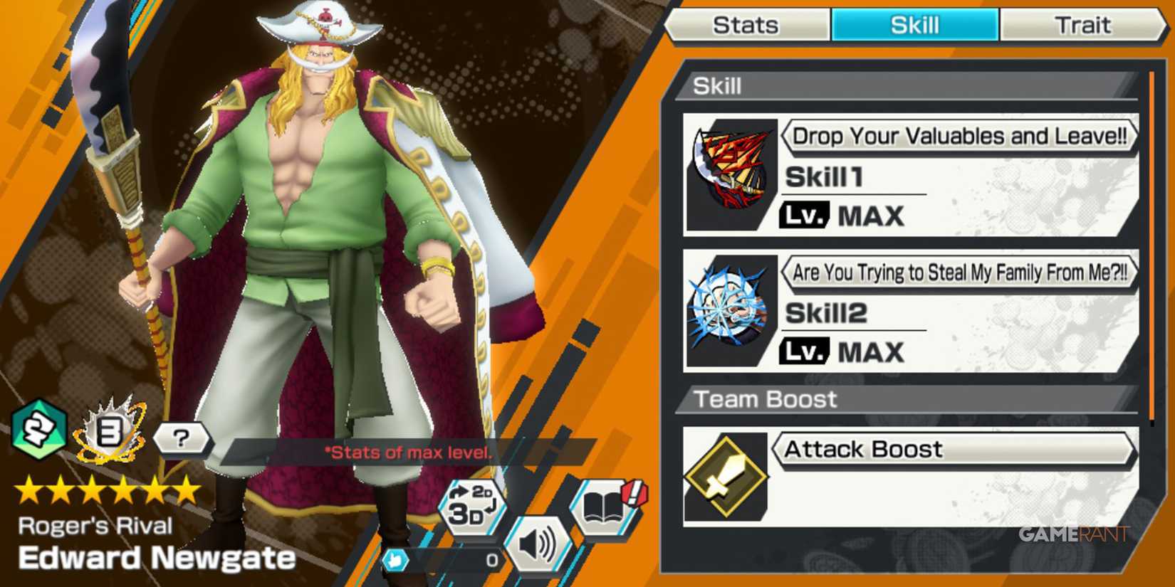 One Piece Bounty Rush Edward Newgate Skills