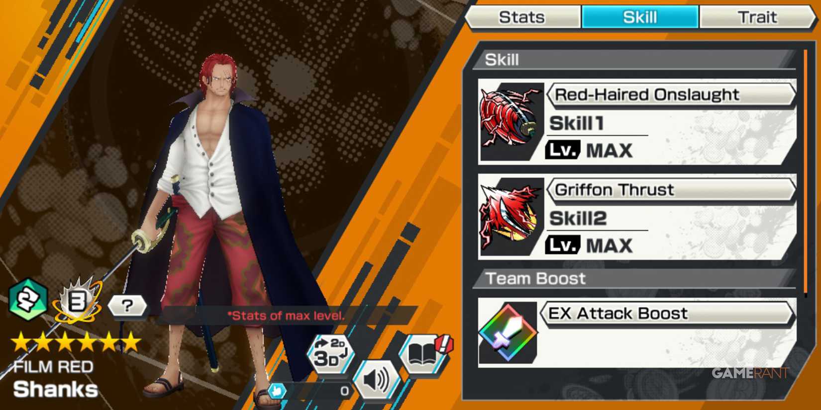 One Piece Bounty Rush Shanks Film Red Skills